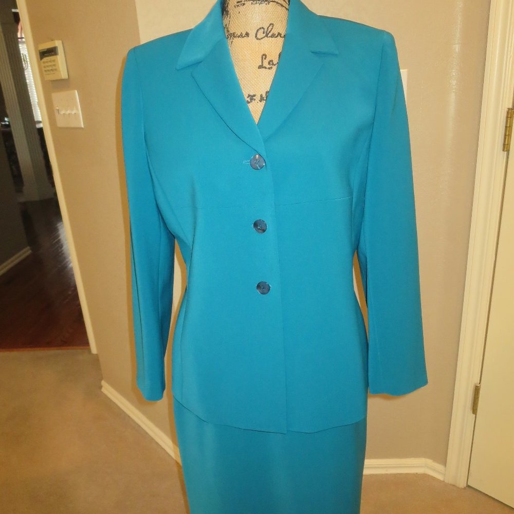 LE SUIT Skirt and Jacket Suit Turquoise Sz 10P